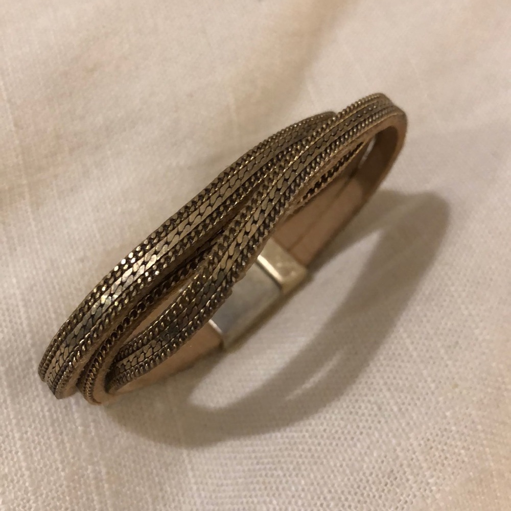 Pleather and gold cuff bracelet